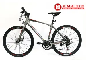 Xe đạp Amano AT100 mới nhất màu xám đỏ